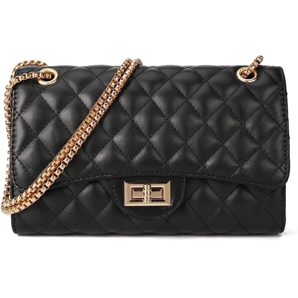 Trendy womens large quilted flap bag crossbody bags for women shoulder bag black
